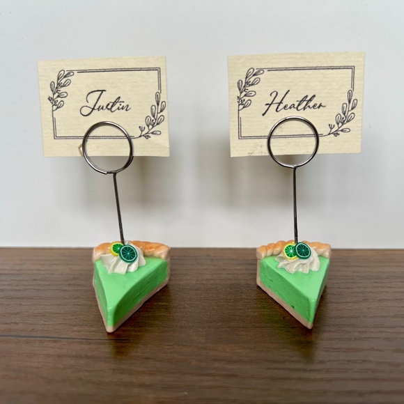 Key Lime Pie Place Card Holders - Set of 2 Hand-Sculpted Table Decor - Name Card - Picture 6 of 13